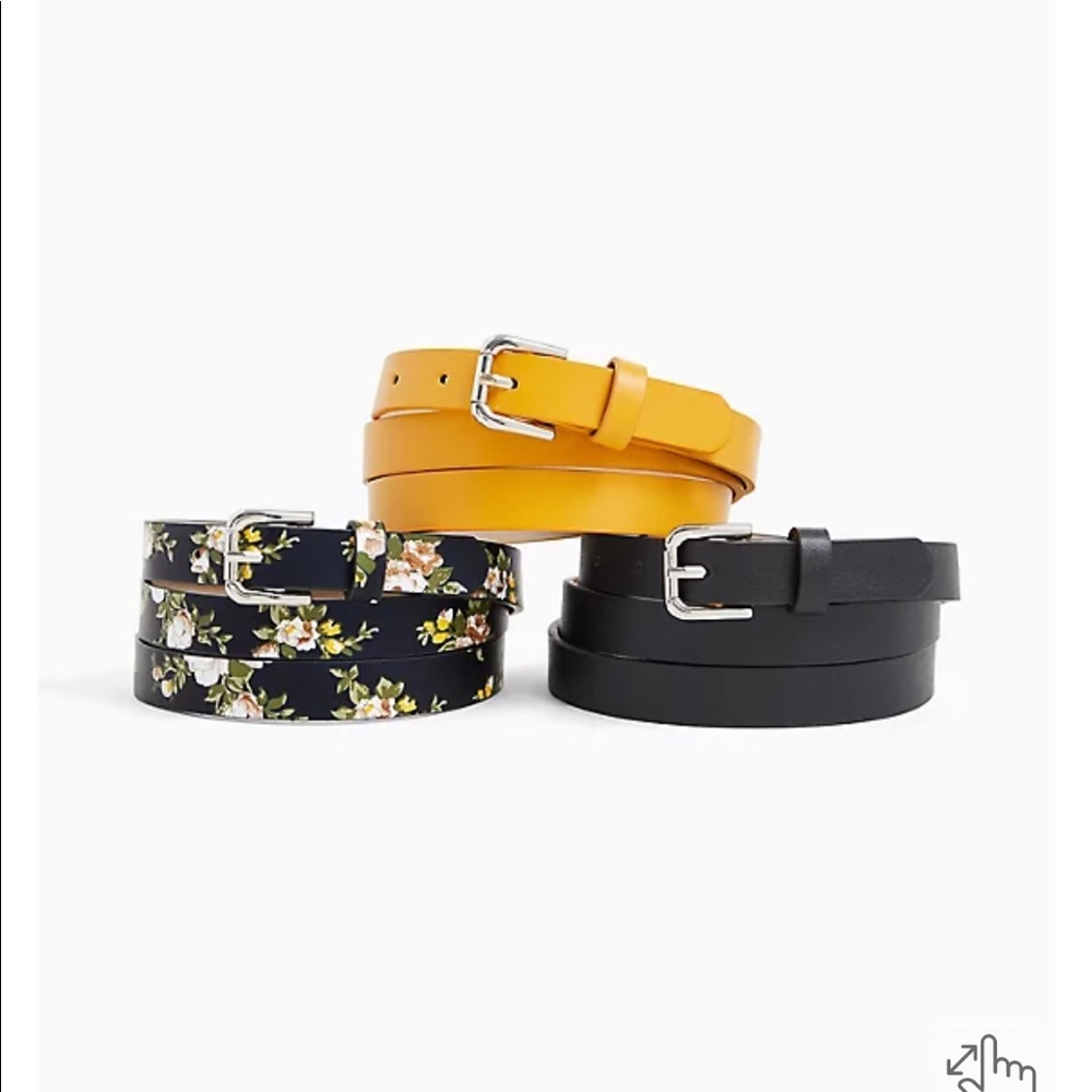 BLACK FLORAL FAUX LEATHER BELT PACK 3X